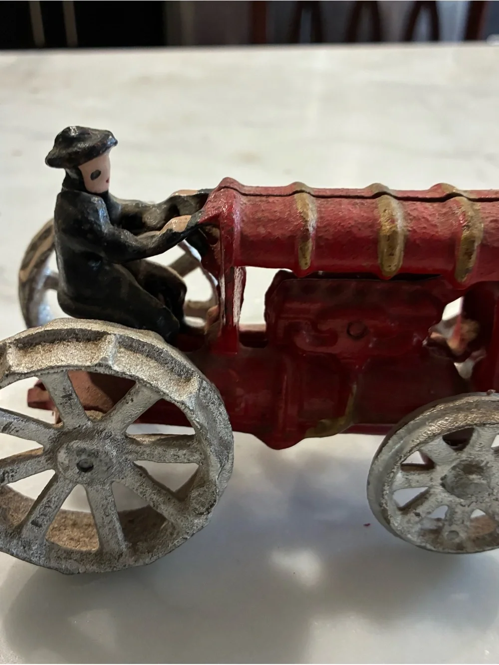 Red Vintage-Style Kids Toy Tractor with Driver